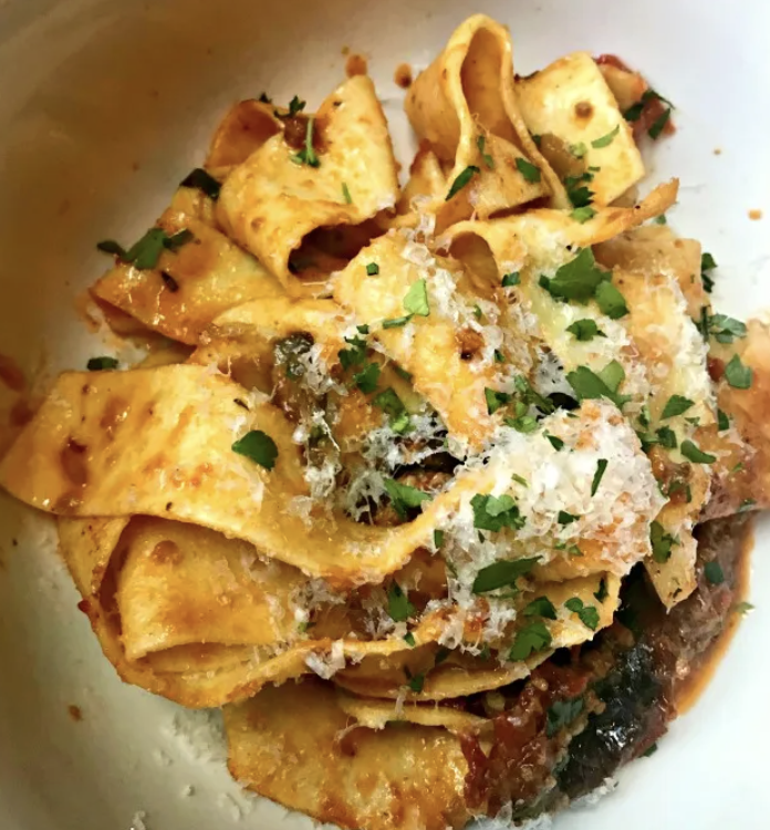 Margot Café and Bar signature dishes Menu changes daily. Past items include Steak Frites, Seasonal Risotto, Housemade Pasta, and Fish en Papillote.